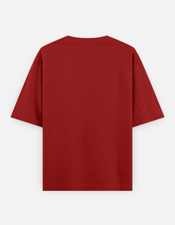 Manner And Respect Text Graphic- Unisex Oversized Classic T-Shirt in red - back view #color_red