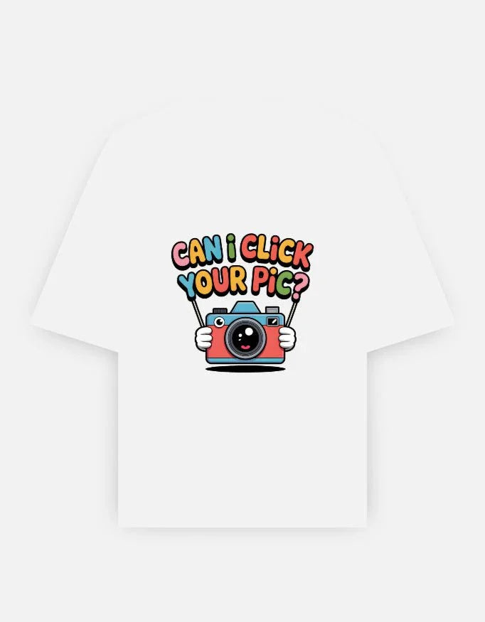 camera graphic - Unisex Oversized Classic T-Shirt in white - back view #color_white