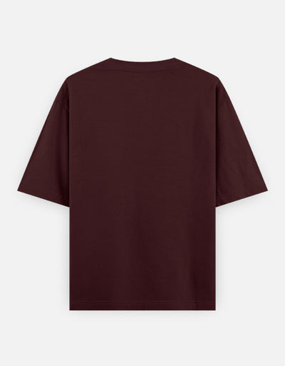 Manner And Respect Text Graphic- Unisex Oversized Classic T-Shirt in maroon - back view #color_maroon