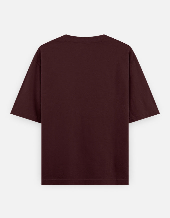 Plain - Unisex Oversized Classic T-Shirt in maroon - back view  #color_maroon