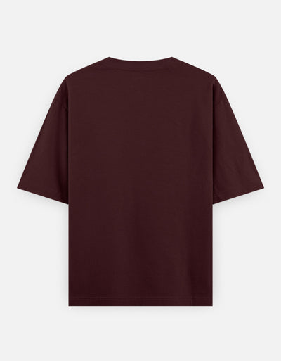 Plain - Unisex Oversized Classic T-Shirt in maroon - back view  #color_maroon