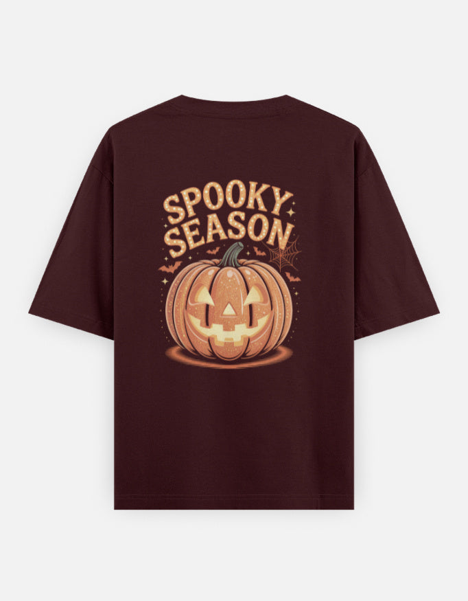Halloween Season Graphic - Unisex Oversized Classic T-Shirt in maroon - back view #color_maroon