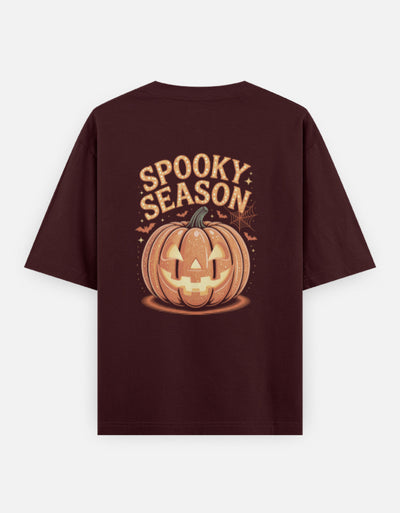 Halloween Season Graphic - Unisex Oversized Classic T-Shirt in maroon - back view #color_maroon