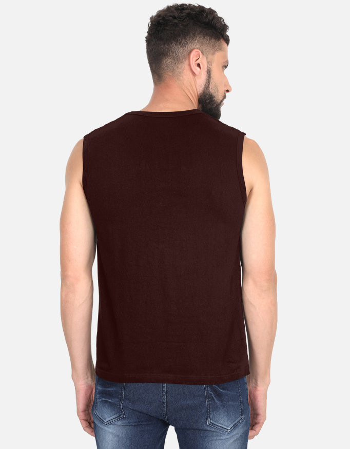 GYM Body Iron Graphic - Men's Sleeveless T-Shirt in maroon - back view #color_maroon