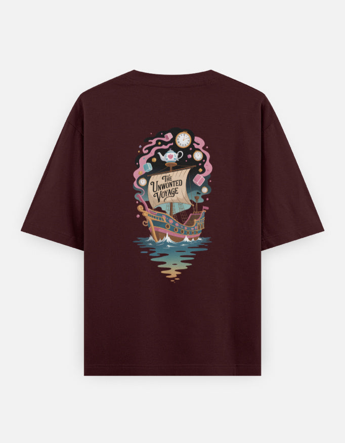 Moon-Ship - Unisex Oversized Classic T-Shirt in maroon - back view #color_maroon