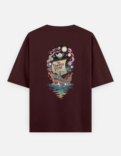 Moon-Ship - Unisex Oversized Classic T-Shirt in maroon - back view #color_maroon