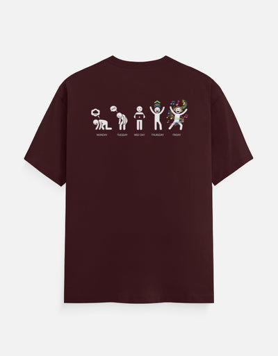 Mood of the days Graphic - Unisex Classic Crew T-Shirt in maroon - back view #color_maroon