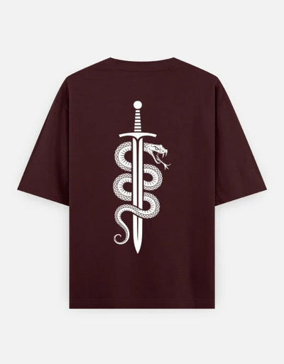 Ninja Fighter Cobra - Unisex Oversized Classic T-Shirt in maroon - back view #color_maroon