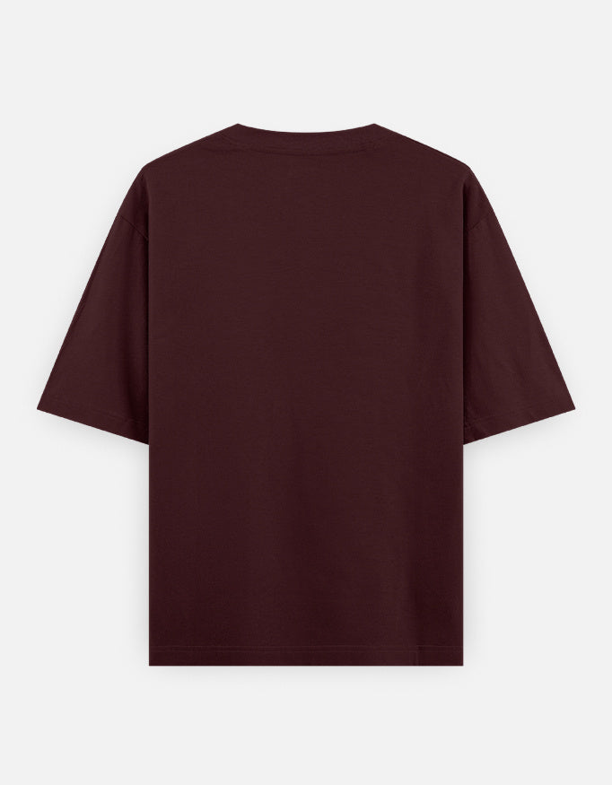 Escape Design - Unisex Oversized Classic T-Shirt in maroon - back view #color_maroon