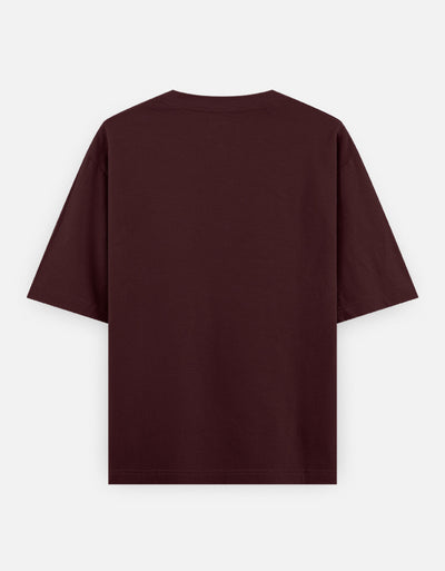 Escape Design - Unisex Oversized Classic T-Shirt in maroon - back view #color_maroon