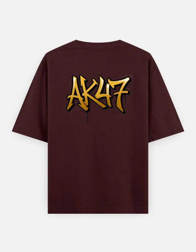 AK47 Gun - Unisex Oversized Classic T-Shirt in maroon - back view #color_maroon
