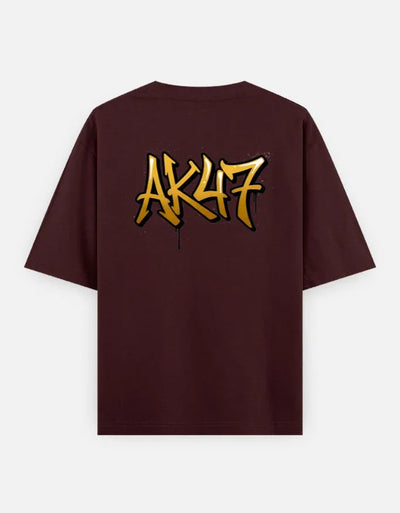 AK47 Gun - Unisex Oversized Classic T-Shirt in maroon - back view #color_maroon