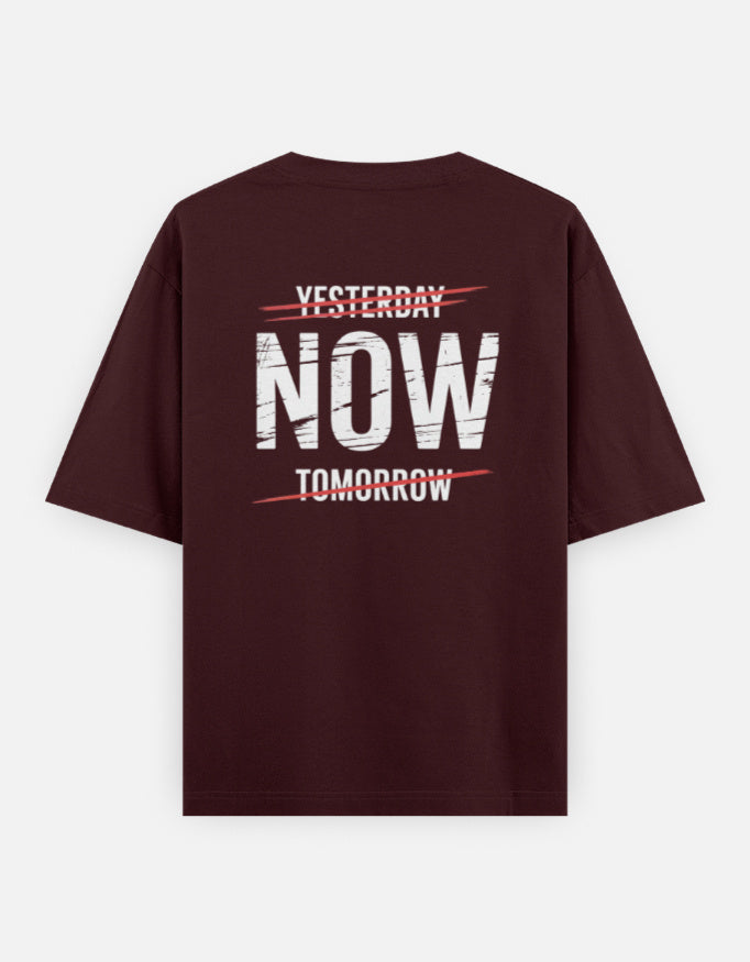 One Life Live It Now Text Design - Unisex Oversized Classic T-Shirt in maroon - back view #color_maroon