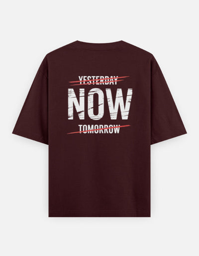 One Life Live It Now Text Design - Unisex Oversized Classic T-Shirt in maroon - back view #color_maroon