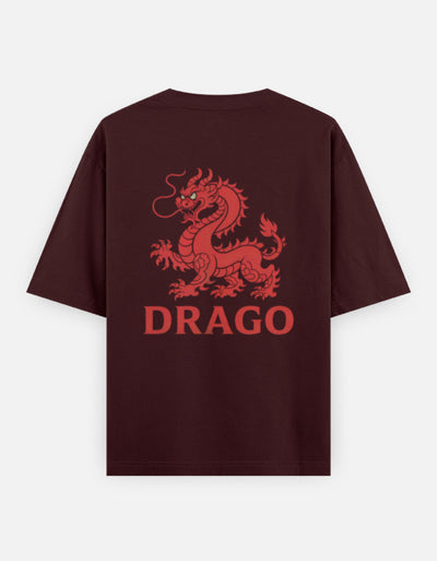 Dragon Fire Graphic - Unisex Oversized Classic T-Shirt in maroon - back view #color_maroon