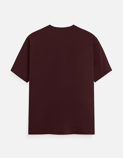 Travel Text Design - Unisex Classic Crew T-Shirt in maroon - back view #color_maroon