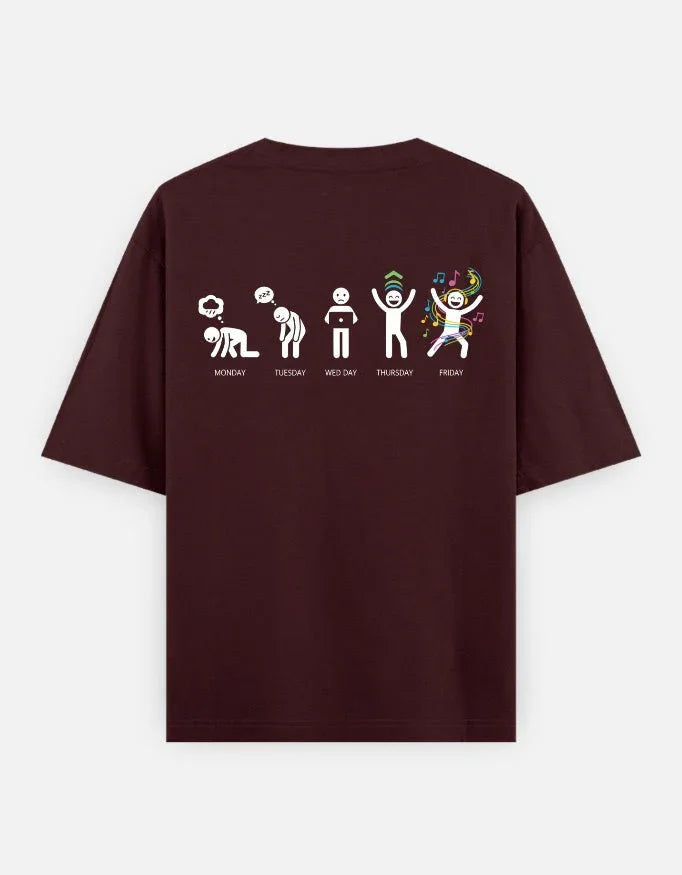 Days - Unisex Oversized Classic T-Shirt in maroon - back view #color_maroon