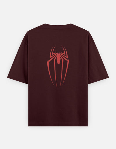 Spider Graphic - Unisex Oversized Classic T-Shirt in maroon - back view #color_maroon