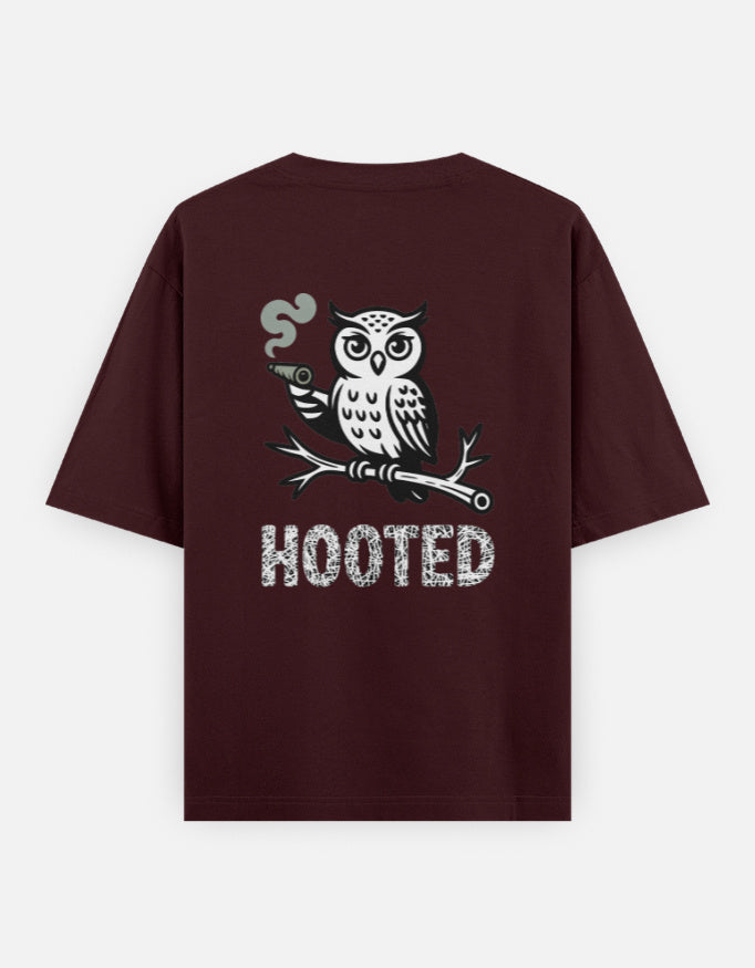 Moon and Owl bird - Unisex Oversized Classic T-Shirt in maroon - back view #color_maroon