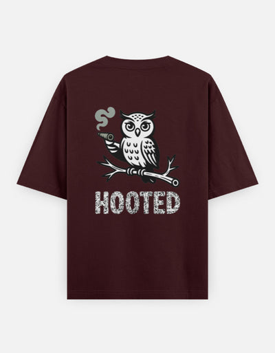 Moon and Owl bird - Unisex Oversized Classic T-Shirt in maroon - back view #color_maroon