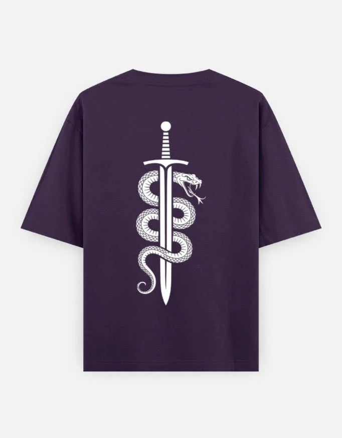 Ninja Fighter Cobra - Unisex Oversized Classic T-Shirt in purple - back view #color_purple