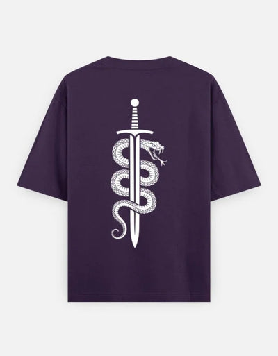 Ninja Fighter Cobra - Unisex Oversized Classic T-Shirt in purple - back view #color_purple