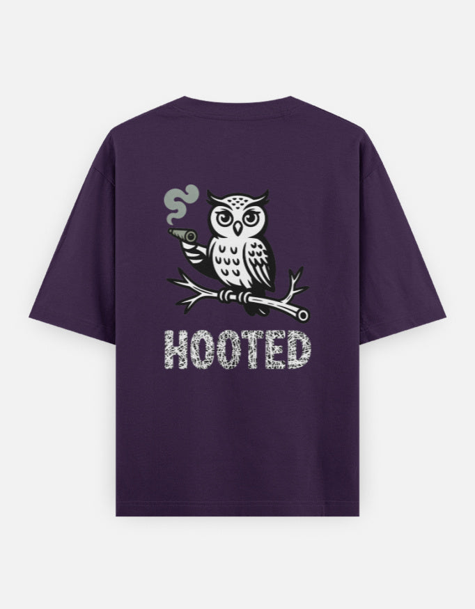 Moon and Owl bird - Unisex Oversized Classic T-Shirt in purple - back view #color_purple