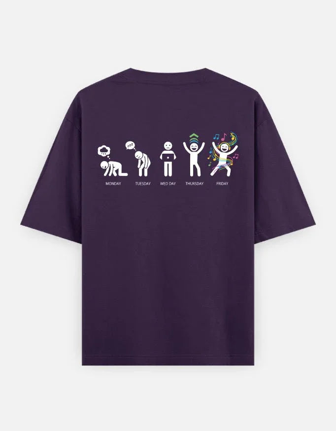 Days - Unisex Oversized Classic T-Shirt in purple - back view #color_purple