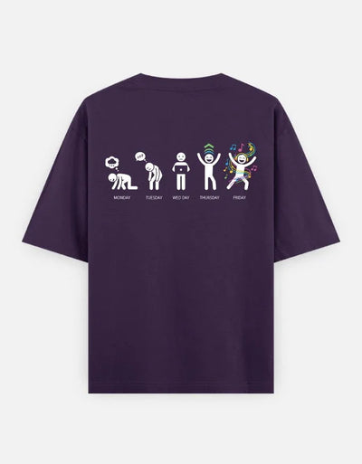 Days - Unisex Oversized Classic T-Shirt in purple - back view #color_purple