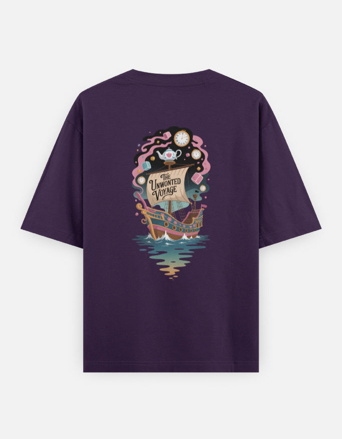 Moon-Ship - Unisex Oversized Classic T-Shirt in purple - back view #color_purple