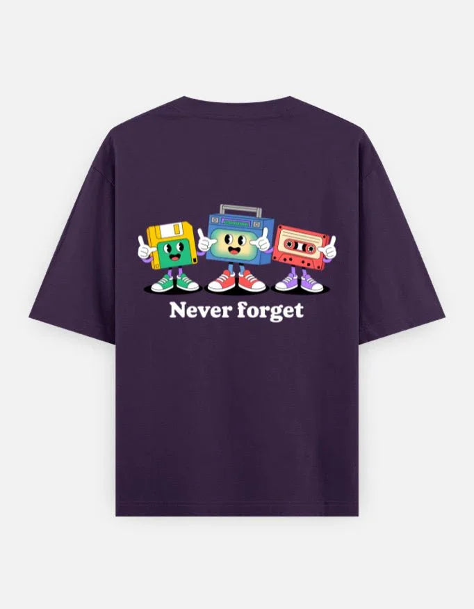 memory graphic - Unisex Oversized Classic T-Shirt in purple - back view #color_purple