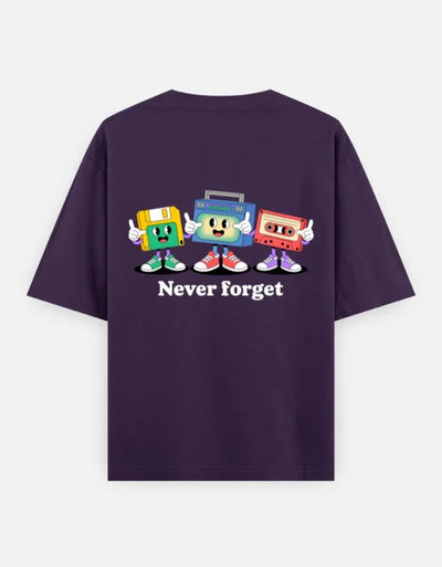 memory graphic - Unisex Oversized Classic T-Shirt in purple - back view #color_purple
