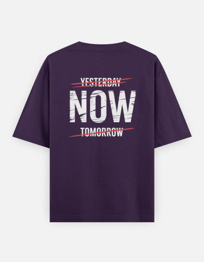 One Life Live It Now Text Design - Unisex Oversized Classic T-Shirt in purple - back view #color_purple