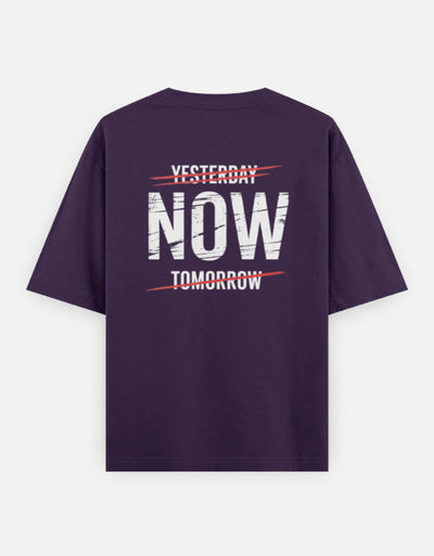 One Life Live It Now Text Design - Unisex Oversized Classic T-Shirt in purple - back view #color_purple