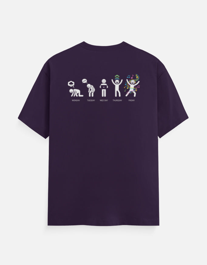 Mood of the days Graphic - Unisex Classic Crew T-Shirt in purple - back view #color_purple