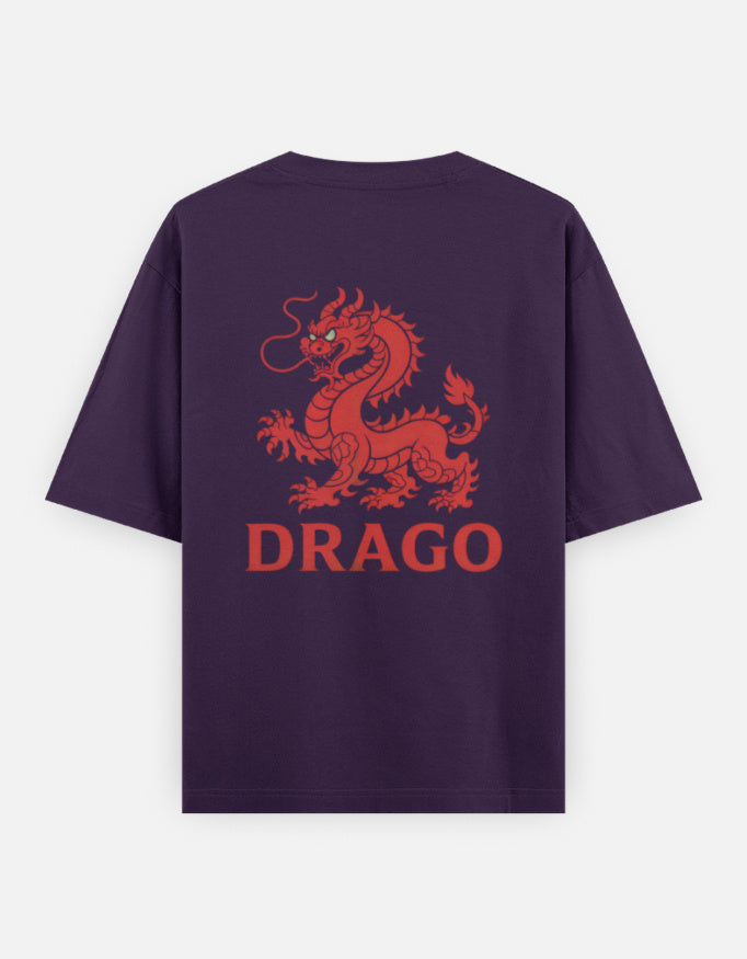 Dragon Fire Graphic - Unisex Oversized Classic T-Shirt in purple - back view #color_purple