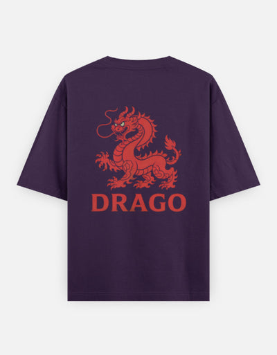 Dragon Fire Graphic - Unisex Oversized Classic T-Shirt in purple - back view #color_purple
