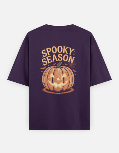 Halloween Season Graphic - Unisex Oversized Classic T-Shirt in purple - back view #color_purple