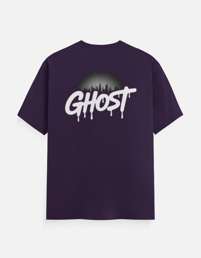 Fire And Ghost Graphic - Unisex Classic Crew T-Shirt in purple - back view #color_purple