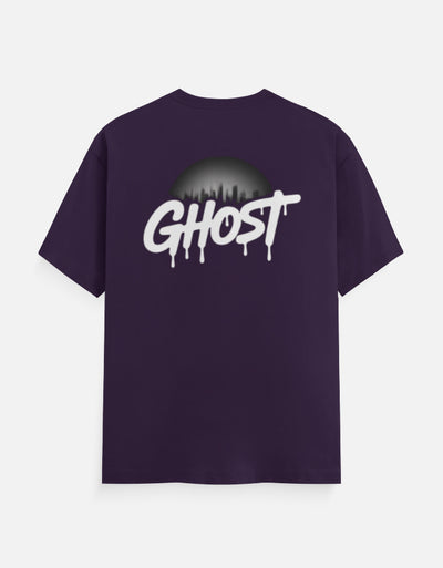 Fire And Ghost Graphic - Unisex Classic Crew T-Shirt in purple - back view #color_purple