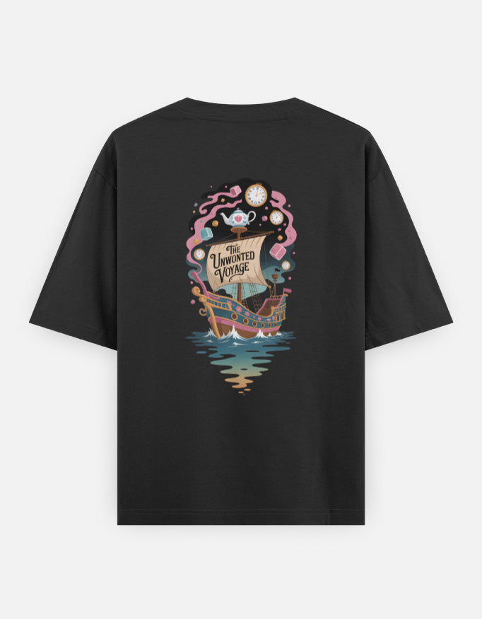 Moon-Ship - Unisex Oversized Classic T-Shirt in black - back view #color_black