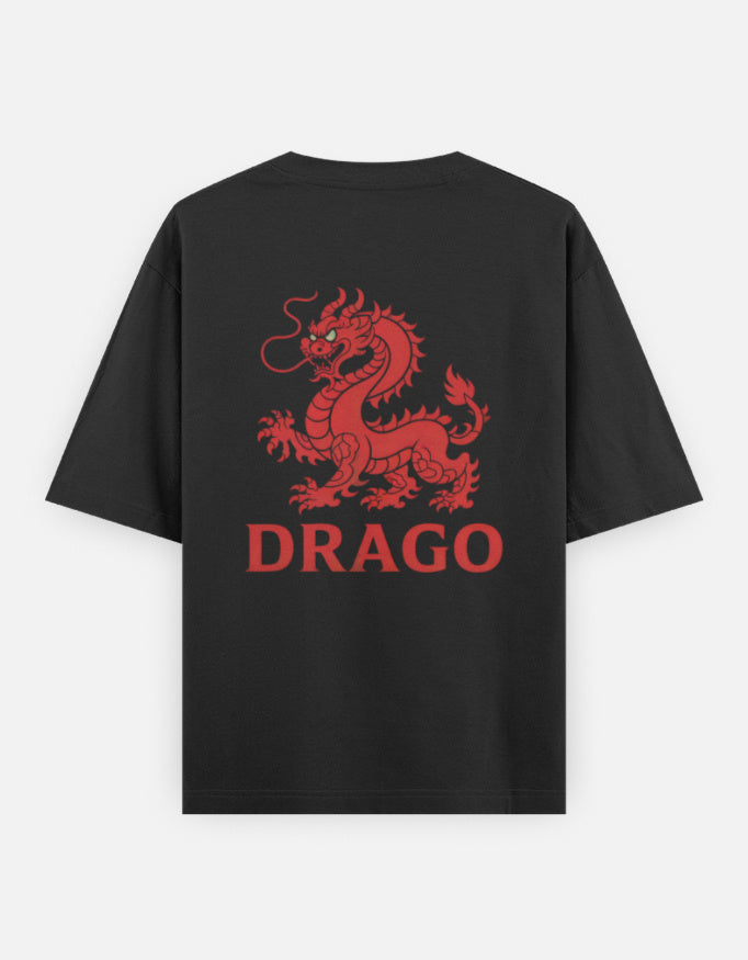 Dragon Fire Graphic - Unisex Oversized Classic T-Shirt in black - back view #color_black