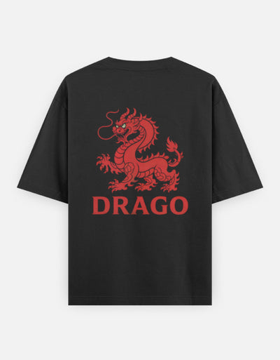 Dragon Fire Graphic - Unisex Oversized Classic T-Shirt in black - back view #color_black