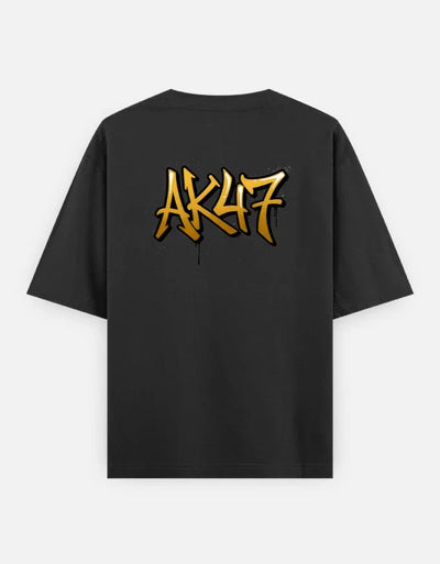 AK47 Gun - Unisex Oversized Classic T-Shirt in black - back view #color_black