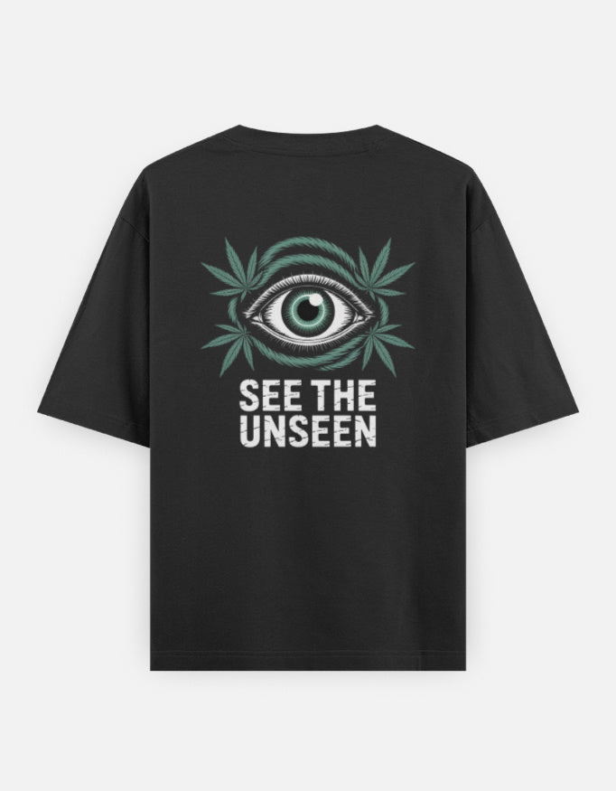 Eye See The Unseen Graphic - Unisex Oversized Classic T-Shirt in black - back view #color_black