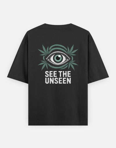 Eye See The Unseen Graphic - Unisex Oversized Classic T-Shirt in black - back view #color_black