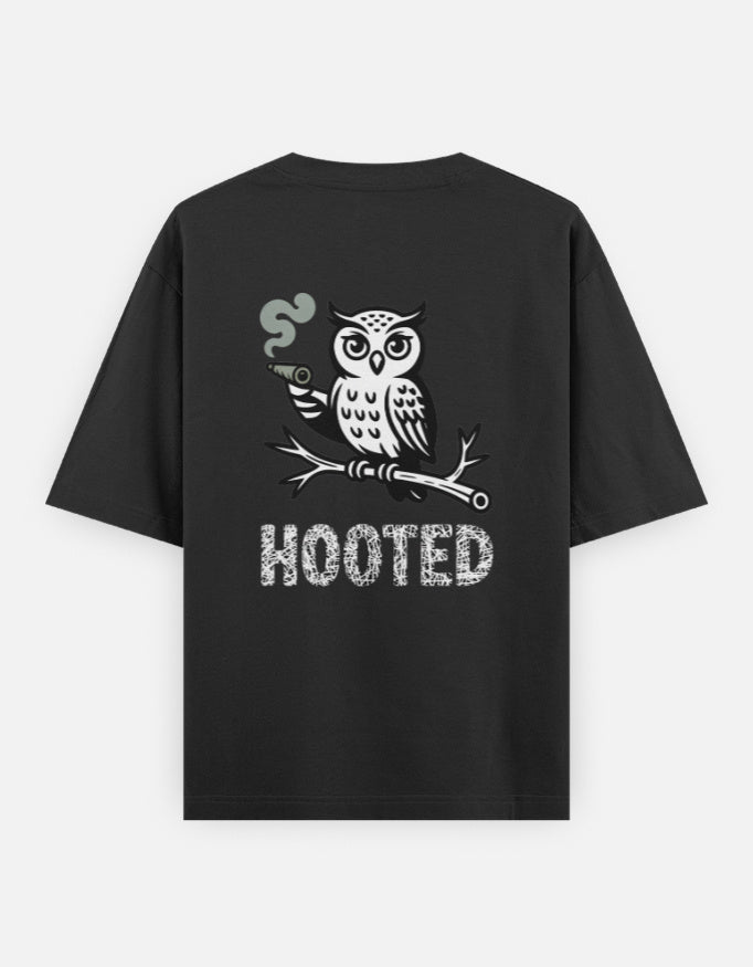 Moon and Owl bird - Unisex Oversized Classic T-Shirt in black - back view #color_black