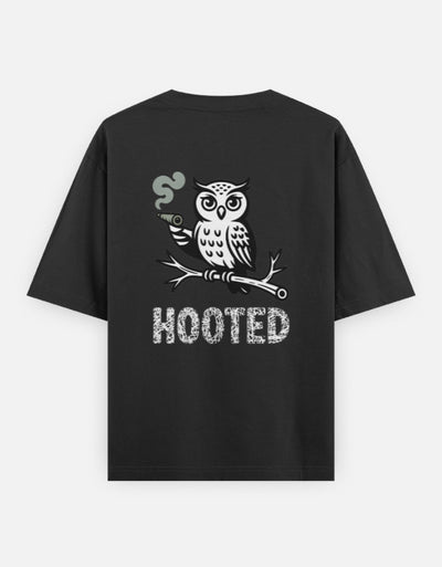 Moon and Owl bird - Unisex Oversized Classic T-Shirt in black - back view #color_black