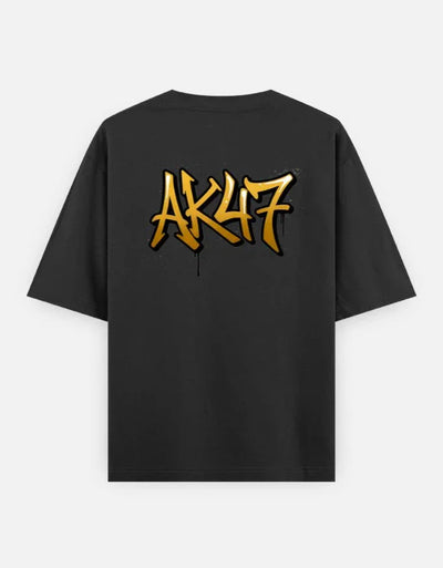 AK47 Gun - Unisex Oversized Classic T-Shirt in black - back view #color_black