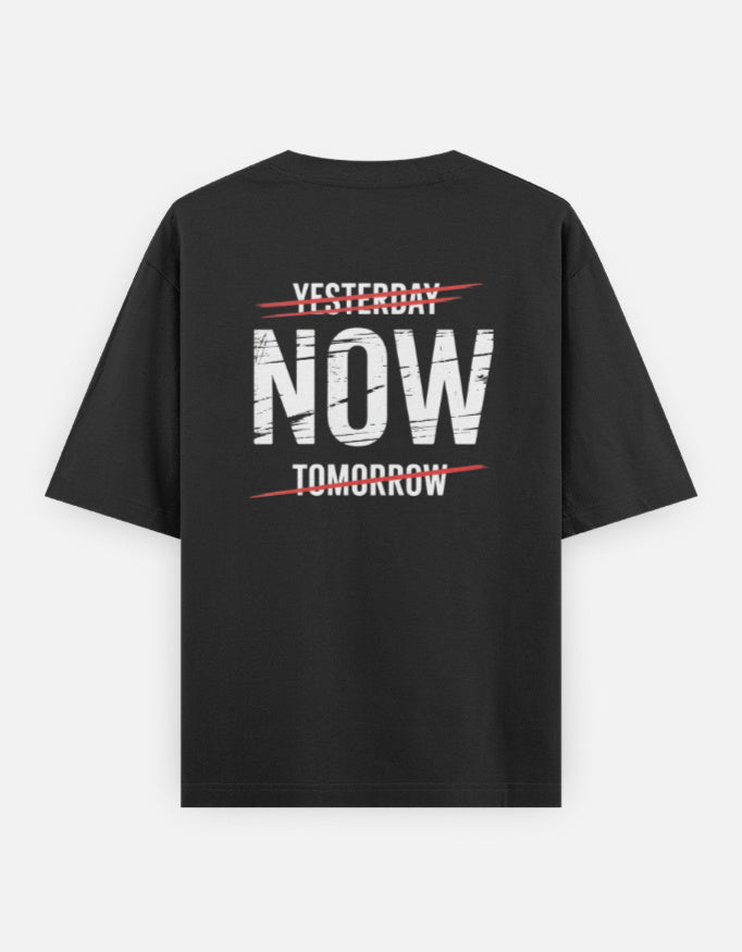 One Life Live It Now Text Design - Unisex Oversized Classic T-Shirt in black - back view #color_black